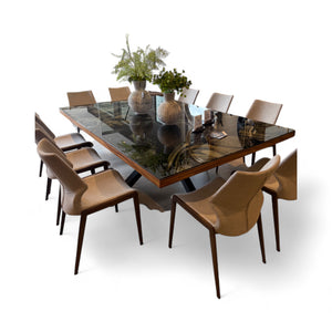 COMEDOR DENVER CON BUFFET, SILLAS 3649 CANELA Y FLETE